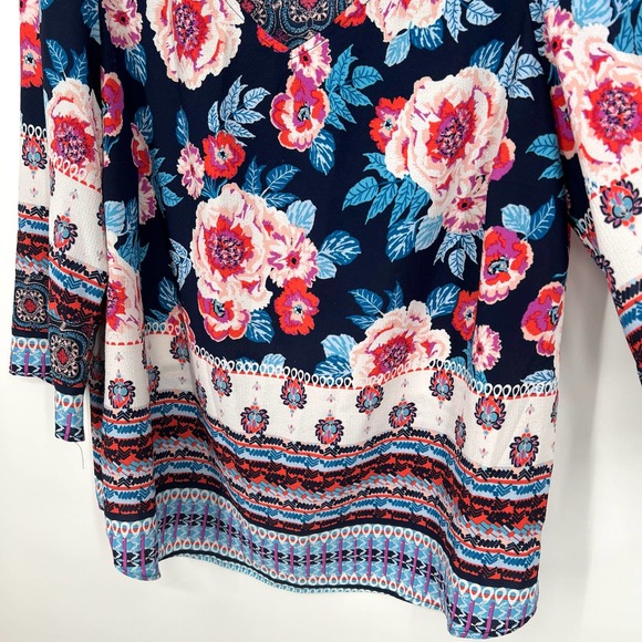 Fig and & Flower Plus Size 1X Floral Bohemian Blouse Shirt Top - Picture 5 of 8